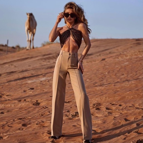 Zara straight leg trouser pants tan - Picture 8 of 11